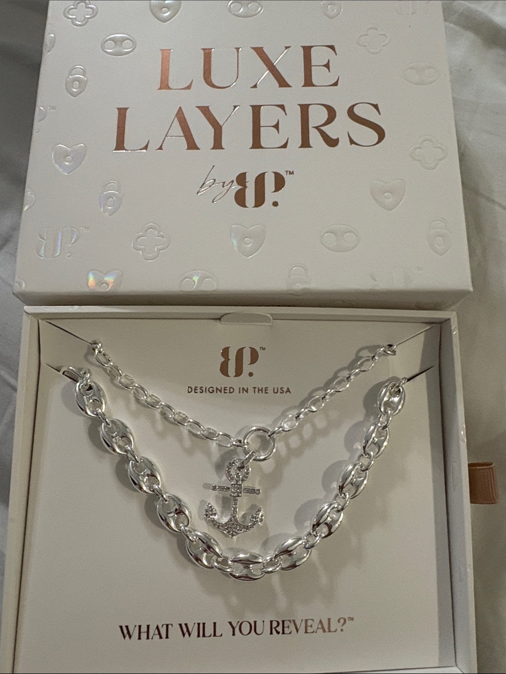 Luxe Layers by JP Silver Anchor Double-Layer Necklace